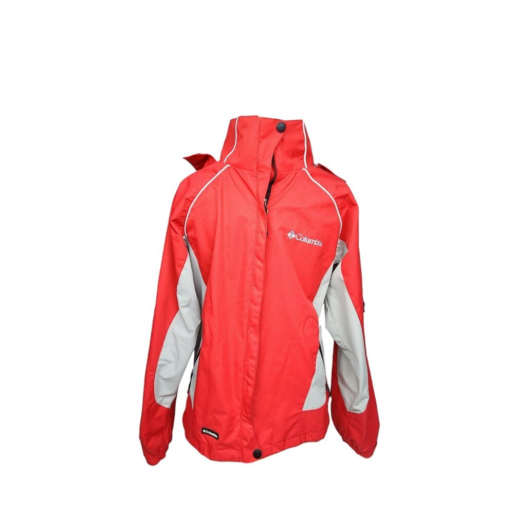 Columbia Red & Grey Titanium Cold Weather Zip Front Jacket Women M Omni Tech